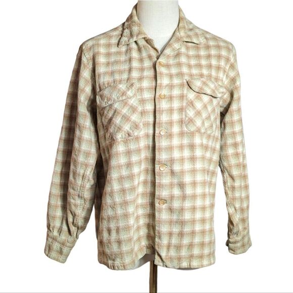 Pendleton Kids Plaid Button Down Shirt - Cream Brown & Mint - Picture 1 of 6